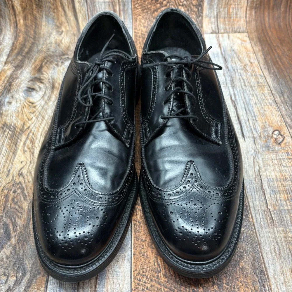 Stuart McGuire Black Leather Wingtip Longwing‎ Blucher Shoes 11.5 EEE USA 61828